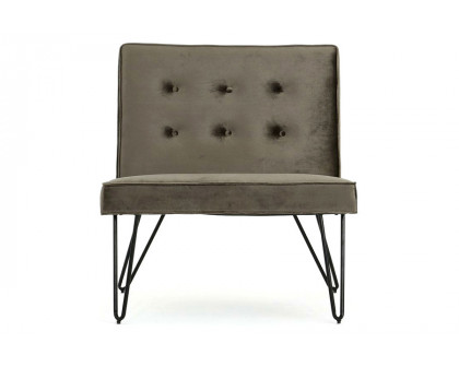 FaFurn™ Velvety Soft Upholstered Polyester Accent Chair with Black Metal Legs - Gray/Black