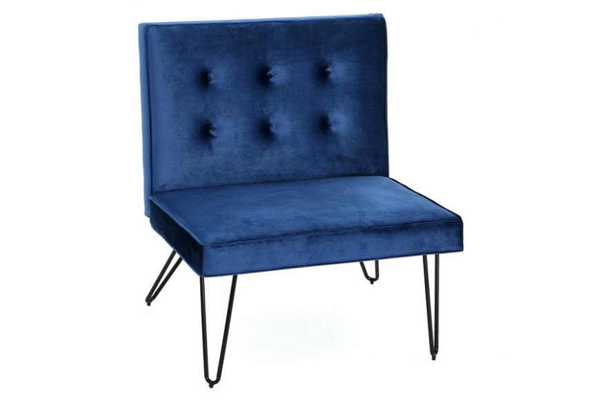 FaFurn™ Velvety Soft Upholstered Polyester Accent Chair with Black Metal Legs - Navy