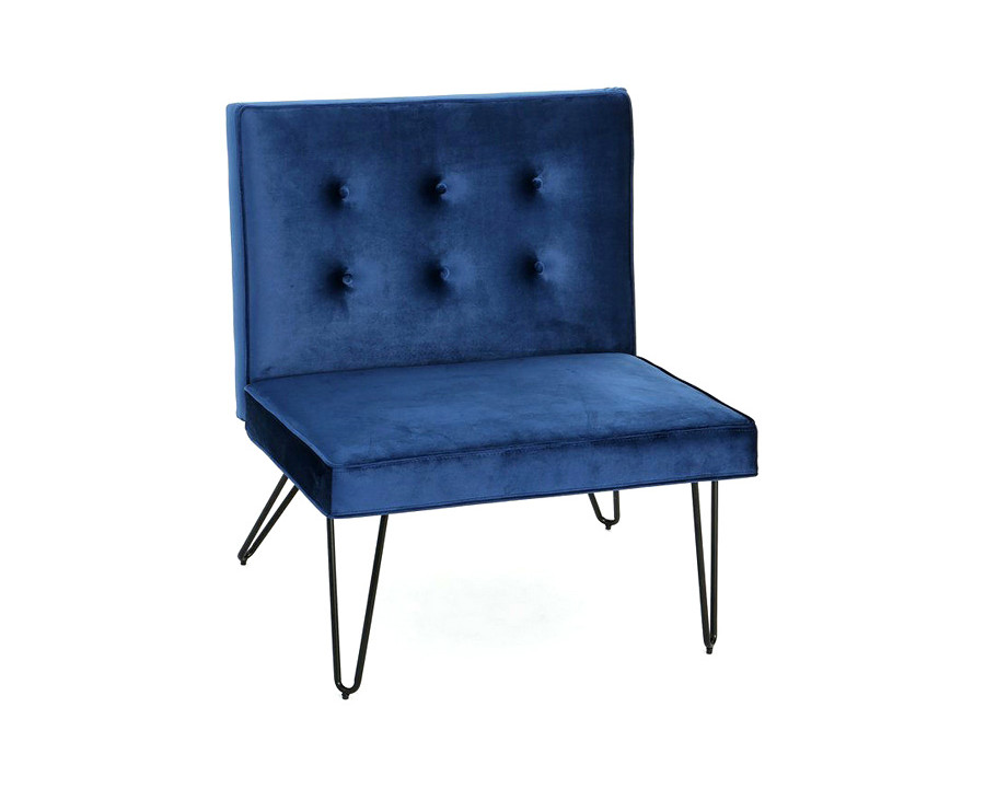 FaFurn Velvety Soft Upholstered Polyester Accent Chair with Black Metal Legs - Navy