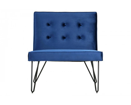 FaFurn™ Velvety Soft Upholstered Polyester Accent Chair with Black Metal Legs - Navy