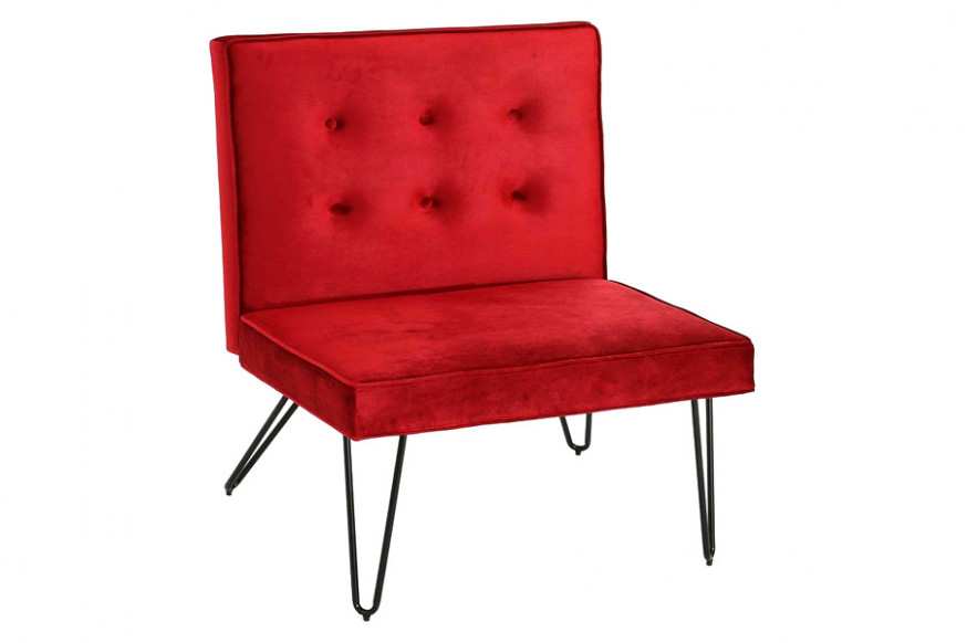 FaFurn™ Velvety Soft Upholstered Polyester Accent Chair with Black Metal Legs - Red