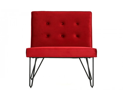 FaFurn™ Velvety Soft Upholstered Polyester Accent Chair with Black Metal Legs - Red