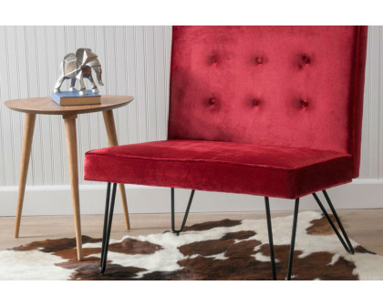 FaFurn™ Velvety Soft Upholstered Polyester Accent Chair with Black Metal Legs - Red