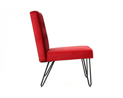 FaFurn™ Velvety Soft Upholstered Polyester Accent Chair with Black Metal Legs - Red