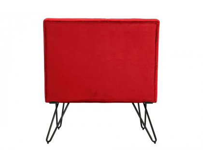 FaFurn™ Velvety Soft Upholstered Polyester Accent Chair with Black Metal Legs - Red