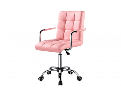 FaFurn - Modern Faux Leather Mid-Back Office Chair with Armrests and Wheels