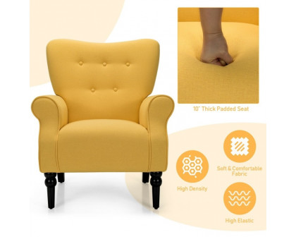 FaFurn Retro Accent Chair with Stylish Espresso Wood Legs - Yellow