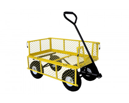 FaFurn Heavy Duty Steel Garden Utility Cart Wagon with Removable Sides - Yellow