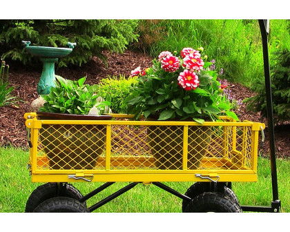 FaFurn Heavy Duty Steel Garden Utility Cart Wagon with Removable Sides - Yellow