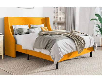 FaFurn - Platform Bed with Headboard Wingback (YLWBUPB42589613)