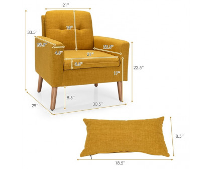 FaFurn Modern Accent Chair with Pillow - Yellow