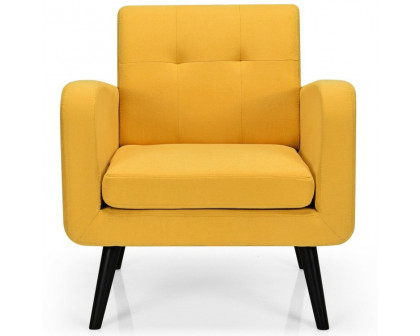 FaFurn Modern Accent Chair with Wooden Legs - Yellow