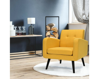 FaFurn Modern Accent Chair with Wooden Legs - Yellow