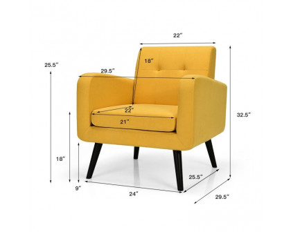 FaFurn Modern Accent Chair with Wooden Legs - Yellow