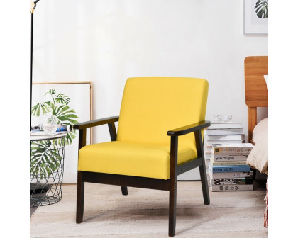 FaFurn Retro Accent Chair with Espresso Wood Frame - Yellow