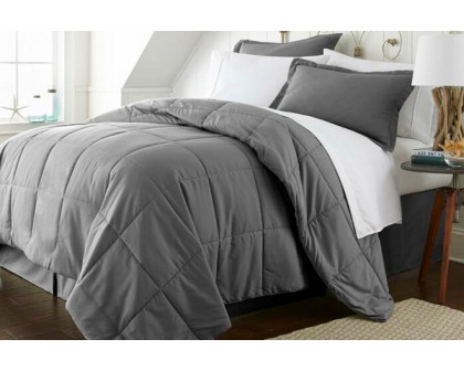 FaFurn Queen Size 8-Piece Reversible Comforter Set - Gray, Microfiber