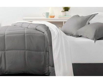 FaFurn Queen Size 8-Piece Reversible Comforter Set - Gray, Microfiber