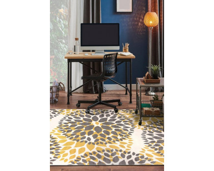 FaFurn Floral Woven Stain Resistant Polypropylene Area Rug - 5" x 7"