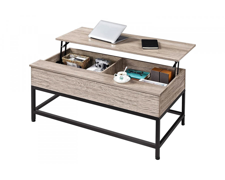 FaFurn - Modern Metal Wood Lift-Top Coffee Table Laptop Desk