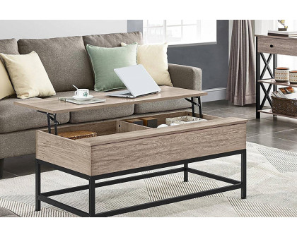 FaFurn™ Modern Metal Wood Lift-Top Coffee Table Laptop Desk - Gray/Black