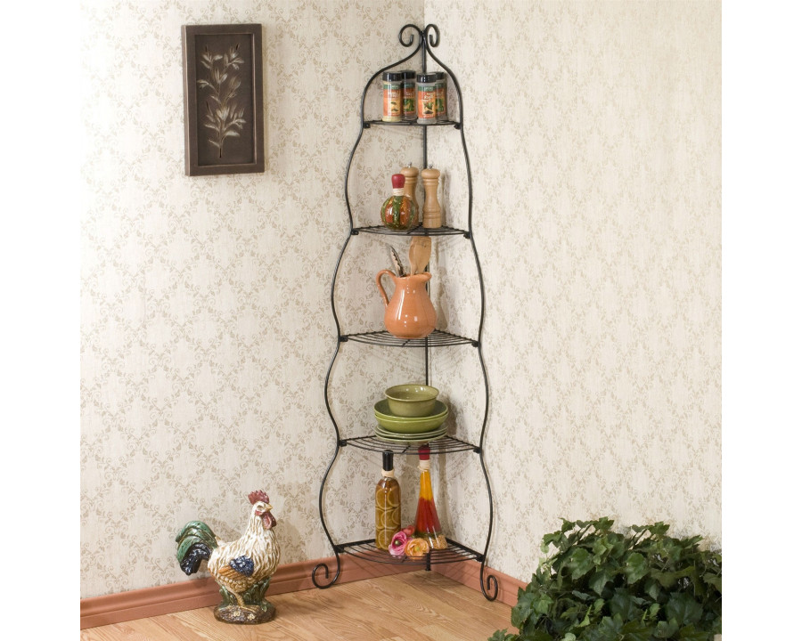 FaFurn - Bakers Rack with Decorative Metal Scrollwork in Metal