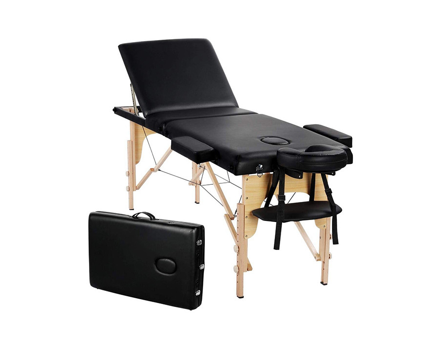 FaFurn - Black Adjustable Portable Massage/Tattoo Folding Elevated Table