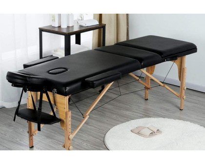 FaFurn - Black Adjustable Portable Massage/Tattoo Folding Elevated Table