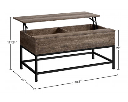 FaFurn™ Modern Metal Wood Lift-Top Coffee Table Laptop Desk - Rustic Taupe