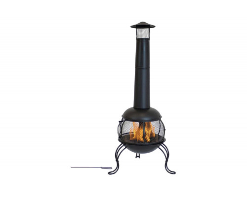 FaFurn - Black Steel Chimenea Wood Burning Fire Pit