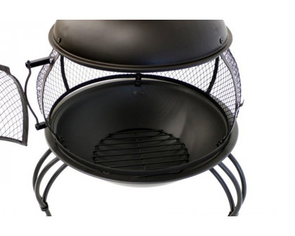 FaFurn - Black Steel Chimenea Wood Burning Fire Pit