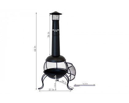 FaFurn - Black Steel Chimenea Wood Burning Fire Pit