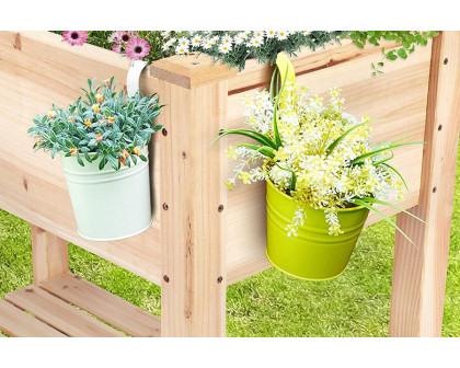 FaFurn - Solid Wood 2-Tier Raised Garden Bed Planter Bed with Bottom Storage Shelf