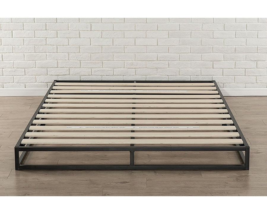 FaFurn - Modern Low Profile Metal Platform Bed Frame with Wood Slats