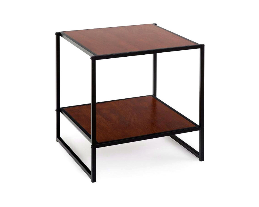 FaFurn - Modern Steel Frame End Table Nightstand in Brown