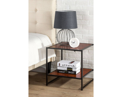 FaFurn - Modern Steel Frame End Table Nightstand in Brown