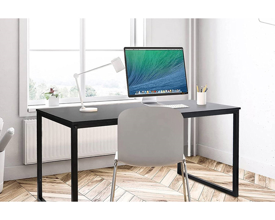 FaFurn - Black Metal Frame Wood Top Modern Home Office Laptop Computer Desk