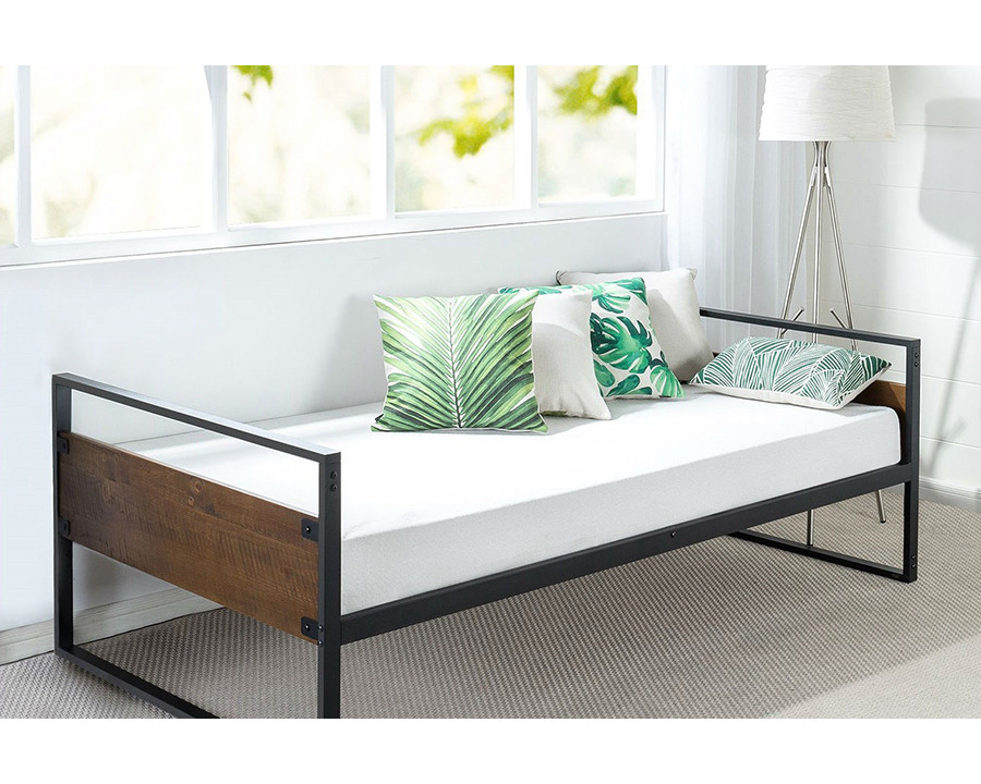 FaFurn - Twin Modern Wood Metal Daybed Frame with Steel Slats