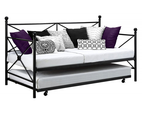 FaFurn - Twin Size Contemporary Daybed and Trundle Set in Black Metal Finish