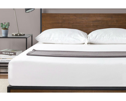 FaFurn - Metal Wood Platform Bed Frame with Headboard