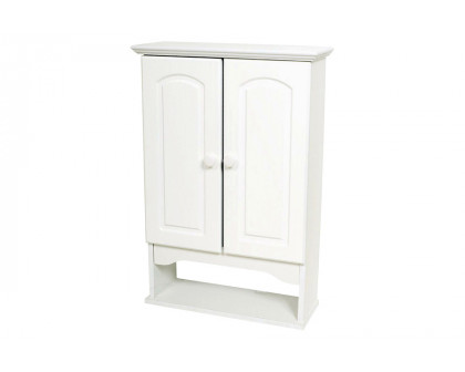 FaFurn - White 2-Door Bathroom Wall Cabinet with Open Storage Shelf