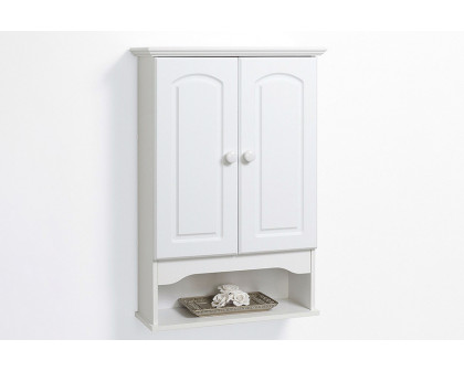 FaFurn - White 2-Door Bathroom Wall Cabinet with Open Storage Shelf