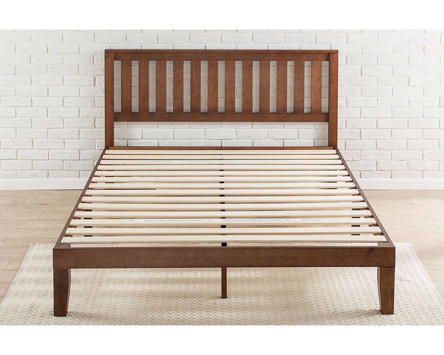 FaFurn - Queen Size Mission Style Solid Wood Platform Bed Frame with Headboard in Espresso Finish