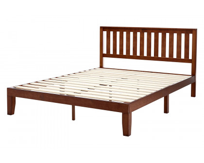 FaFurn - Queen Size Mission Style Solid Wood Platform Bed Frame with Headboard in Espresso Finish