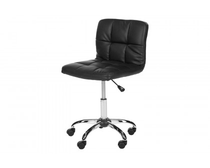 FaFurn - Modern Black Faux Leather Cushion Home Office Desk Chair