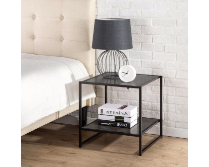 FaFurn - Modern Nightstand in Espresso, Steel