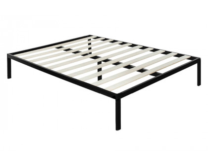 FaFurn - Full Size Modern Black Metal Platform Bed Frame with Wood Slats