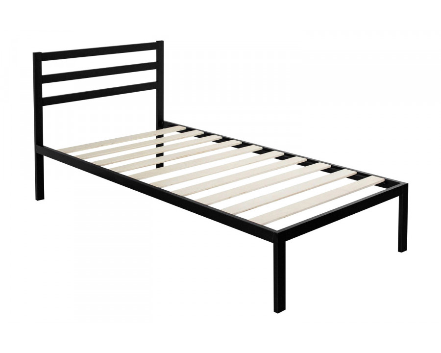 FaFurn Metal Platform Bed Frame with Headboard and Wood Slats - Twin Size