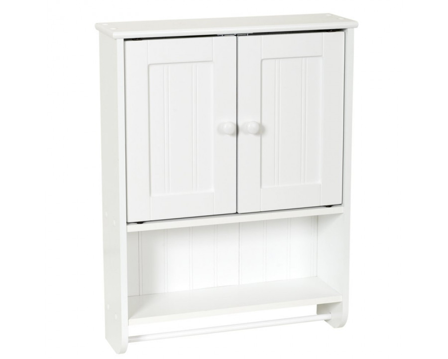 FaFurn Bathroom Cabinet with Towel Bar - White, Wood