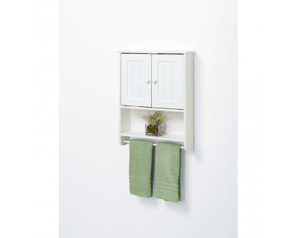 FaFurn Bathroom Cabinet with Towel Bar - White, Wood