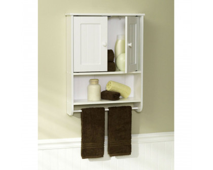 FaFurn Bathroom Cabinet with Towel Bar - White, Wood